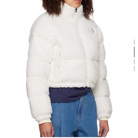 North Face White Nuptse Down Teddy Puffer Jacket - Picture 6 of 9